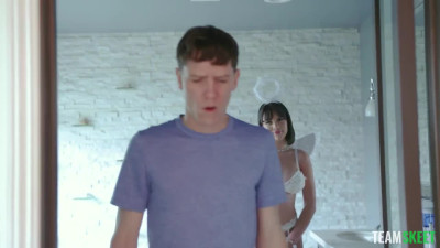 Busty Angel turns into horny demon riding big dong - Team Skeet
