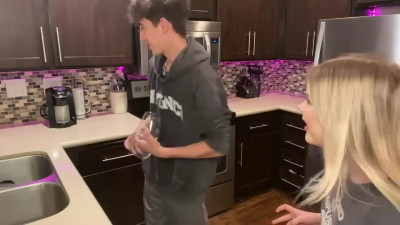18 YO blonde does sloppy blowjob