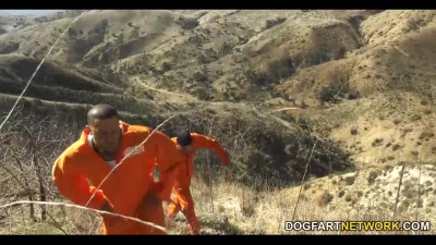 Cuckold husband watches two black prisoners fucking his wife