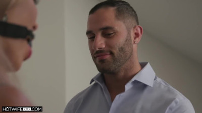 Housewife and her cuckold husband invited a friend for a fuck