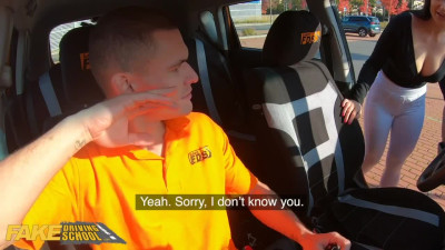 Busty brunette fucks instructor to get driving license