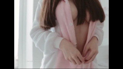 Flirty babe in cute pajama allows to cum on her hue boobs after morning fuck