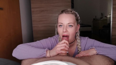 Amateur blondie services beefy cock by her pro mouth pov