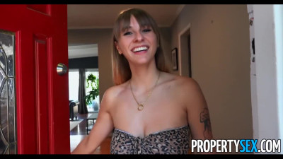 Busty babe fucked with homeowner till creampie - Property Sex