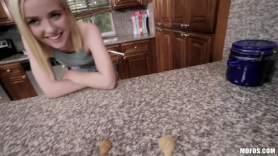 Hot sex in the kitchen with slim blonde