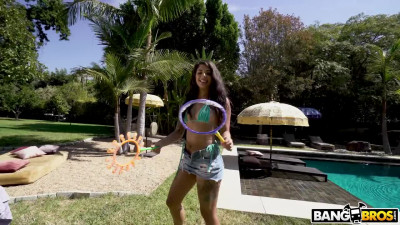Petite Latina Gina Velentina's tight hole destroyed with a BBC