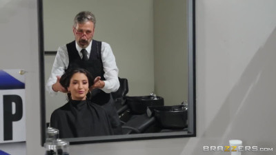 Juicy teen Jane Wilde get anal gaped by big old dick in a public barbershop