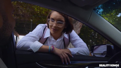Nerdy schoolgirl Natalie Porkman fucks Roughly and eats Hot Cum