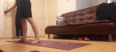 Teen Latina bae gets goof rammed by her roommate during yoga session