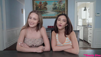 Skinny teens share Hard D during Taboo 3some w Stepbro