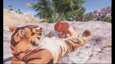 Redhead cartoon girl has wild sex with big-cock tiger in safari