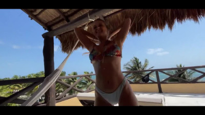Pawg blondie bangs her pussy everyday on a resort pov