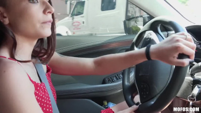 Tiny doll rides cock in the car - Mofos