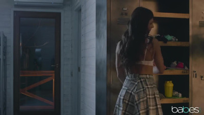 Brunette teen Angella Allison has an kinky deal with her new dormitory mate