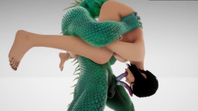 Reptile with two Dicks makes busty whore Scream in Pleasure