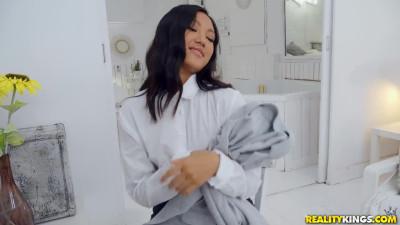 Gorgeous Asian teen May Thai wants to get job serving monster hammer