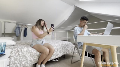 Insolent young whore bothers her stepbro and makes him fuck her