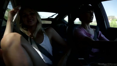 Lustful milfs get bored and service each other's pussies after a long ride