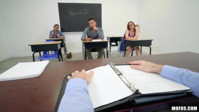 Nerdy school girl is really bad chick on professor's cock in his office pov
