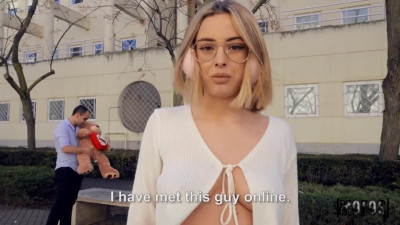 Doll with Big natural tits blows Big cock & fucks in Public
