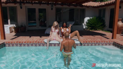 Interracial 3some with 2 horny Teens ended w full mouth of Cum