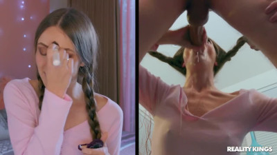 Skinny chick got facial after rough fuck - Reality Kings