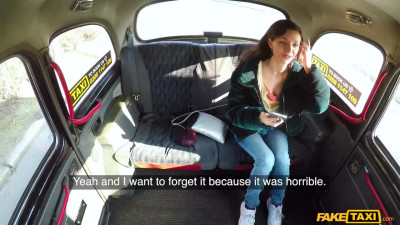 Skinny teen rides Taxi Driver's cock and gets Creampie