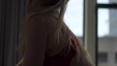 Busty babe in red lingerie having Passionate Hotel Sex