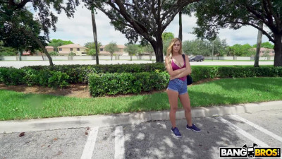 Random blonde babe Aspen Celeste is fucking a guy in the van