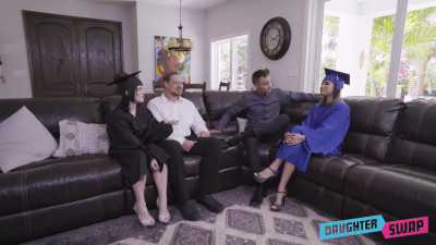 Graduated teens enjoy swapping Groupsex with Stepdads