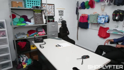 Pretty blonde in hijab is fucked by security