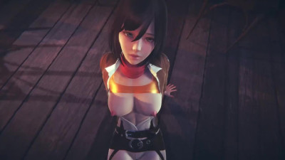 [Attack on Titan] Busty teen Mikasa fucks hard in POV cartoon scene