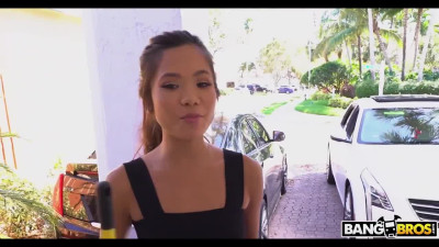 Asian maid ready to suck big cock in POV for Extra Cash