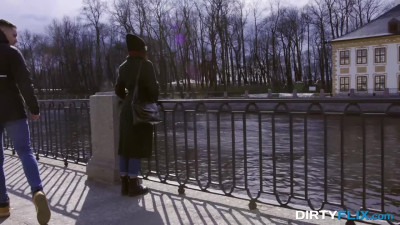 Russian Cutie gets Cum on glasses after quick sex w Stranger