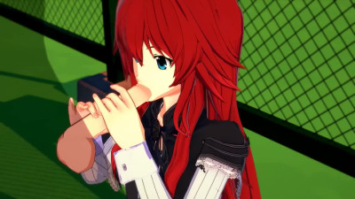 Rias Gremory shadow dick penetration on a schoolyard - 3D Hentai