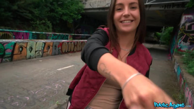 Horny brunette fucked guy outdoor for cash - Fake Hub