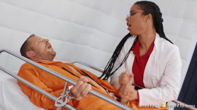 Prison sexy doctor Kira Noir relieves stress from her patient with her magical pussy