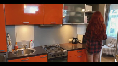 Flaming redhead chick is fucking with fire