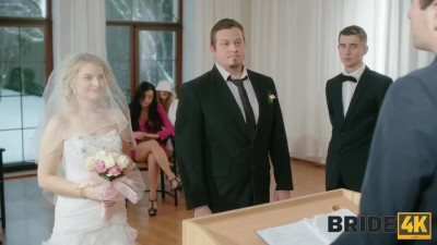 Crazy bride rides big cock in front of her husband and wedding guests