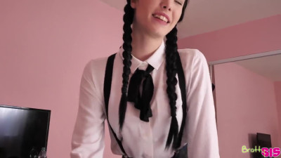 Fucked my stepsis in her sexy school uniform in POV - Bratty Sis