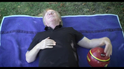 Skinny blonde teen Jumped on Old Man's cock Outdoor