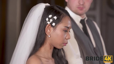Mixed raced bride shows striptease and fucks pastor on her wedding
