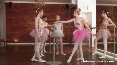 One guy is fucked by several naked ballerinas during rehearsal