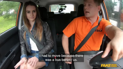 Teen slut Adelle Unicorn has successfully passed her car exam by her blowjob skills