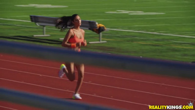 Sexy brunette with small tits fucked after morning run - Reality Kings