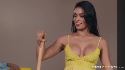 Latina MILF jumped on big cock after she cleaned the Room