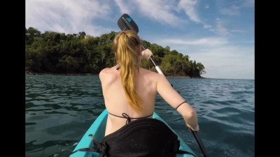 Slim teen Sucks and Fucks w BF during boat trip