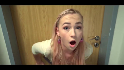 Silly blonde stuck in the door
