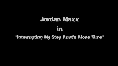 Nasty step aunt Jordan Maxx got caught masturbating and took nephew's wang in a kitchen