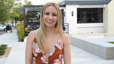 Blonde honey is stripping in front of random man